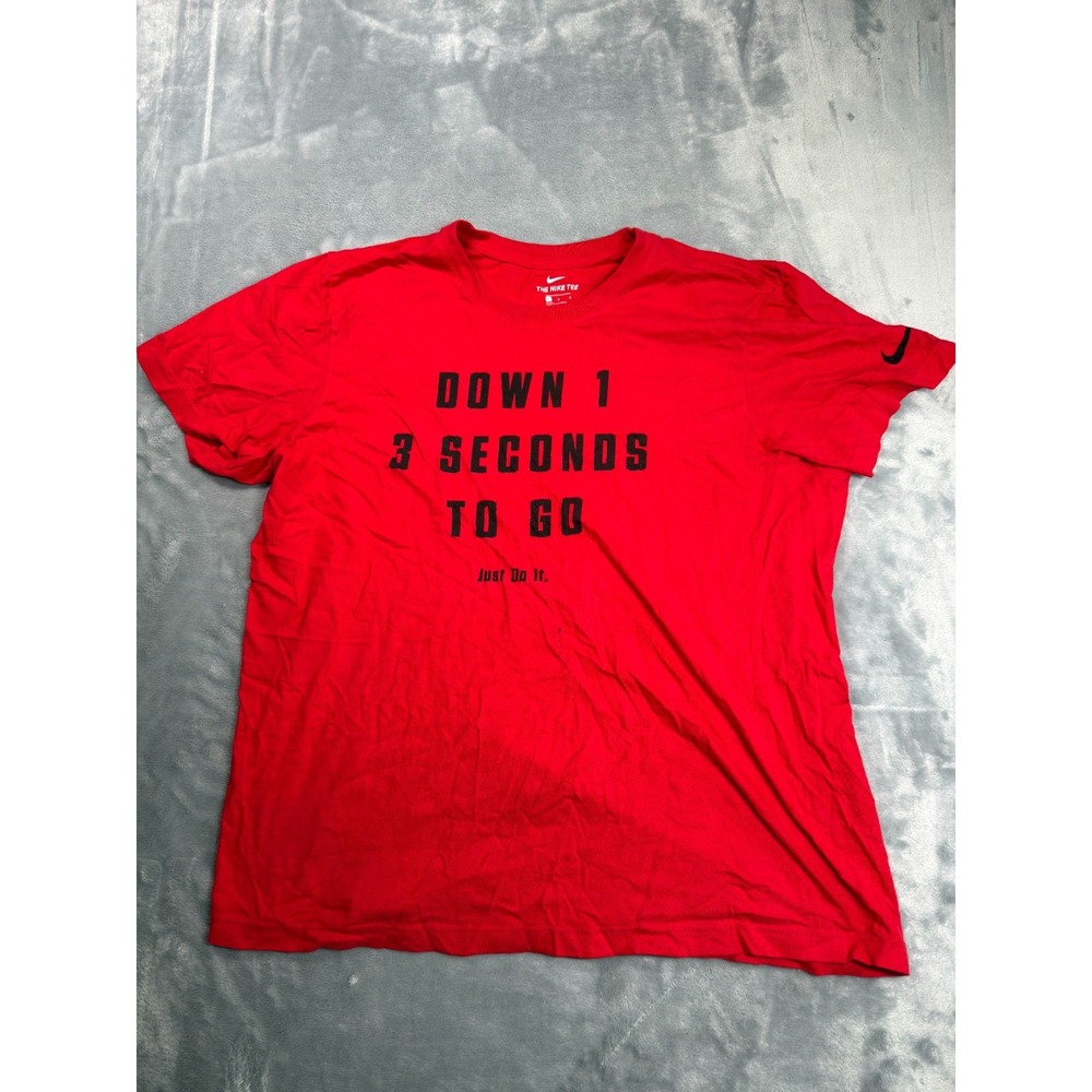 Nike Down 1 3 Seconds To Go Just Do It T Shirt Mens Large Red Short Sleeve Tee